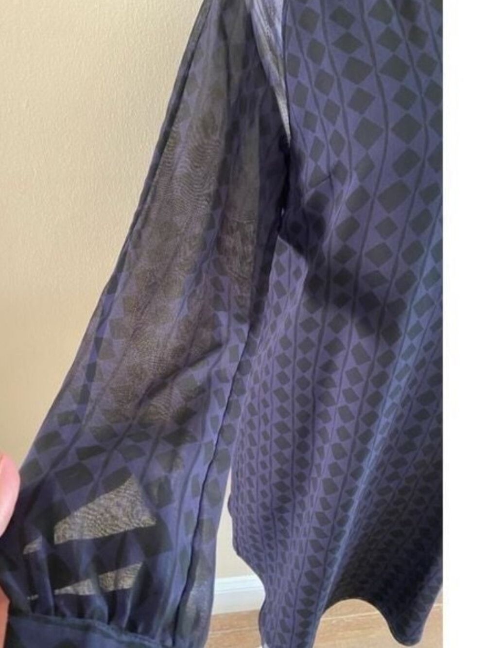 CAbi Navy Geometric V-Neck Long Sleeve Dress - Picture 5 of 7